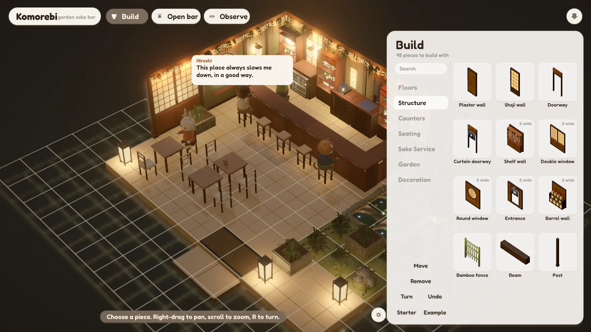 Komorebi: Garden Sake Bar: Build mode