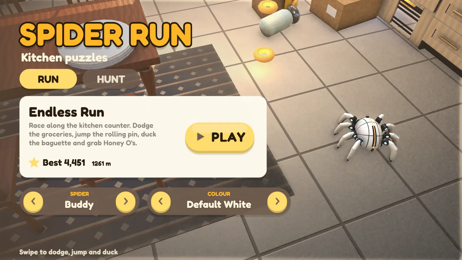 Spider Run: Menu